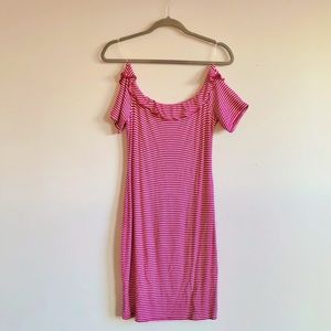 Decree Off the Shoulder striped Bodycon Dress